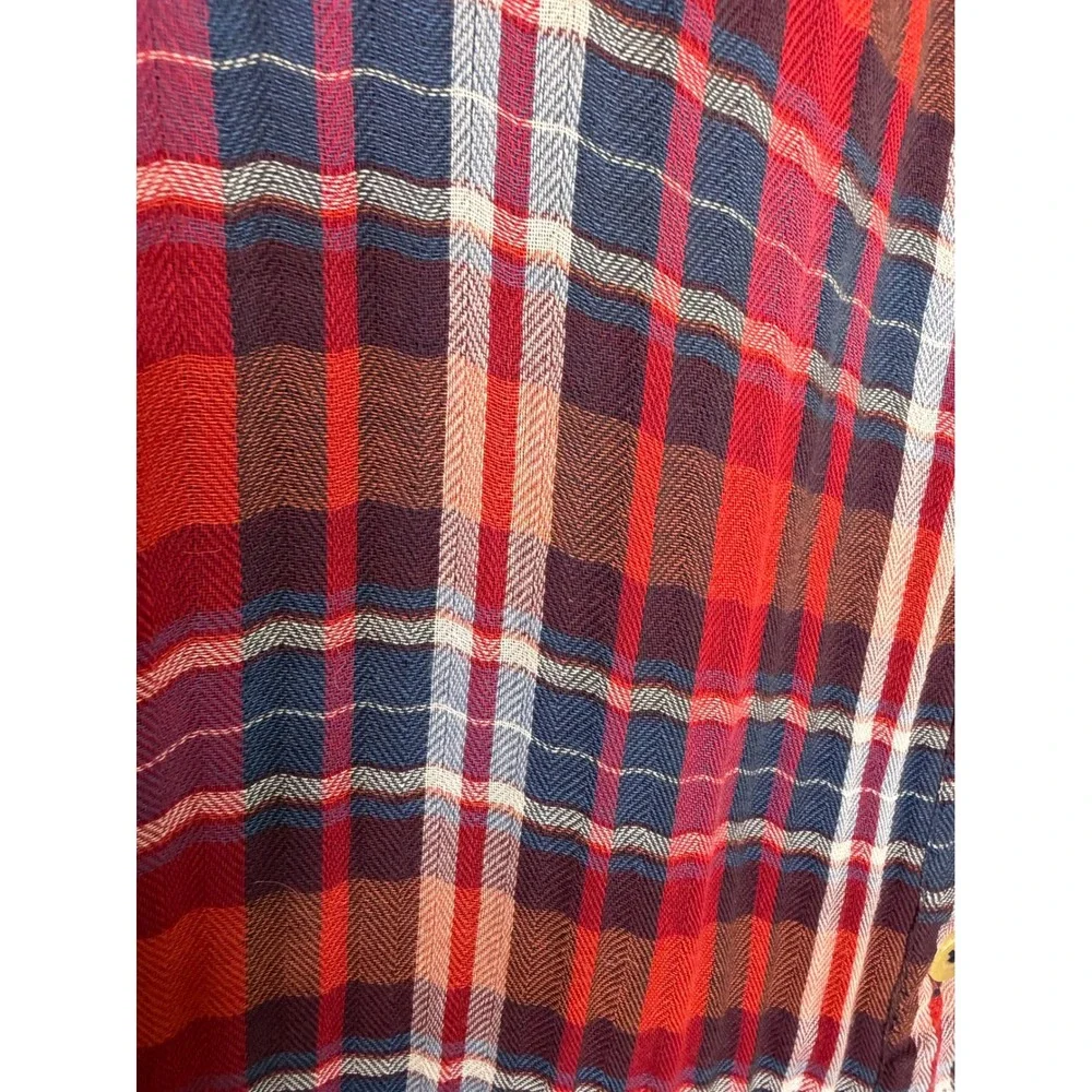 Urban Outfitters Jo Plaid Midi Skirt Red Blue Tartan Pencil S Grunge 90's Preppy - Picture 11 of 15